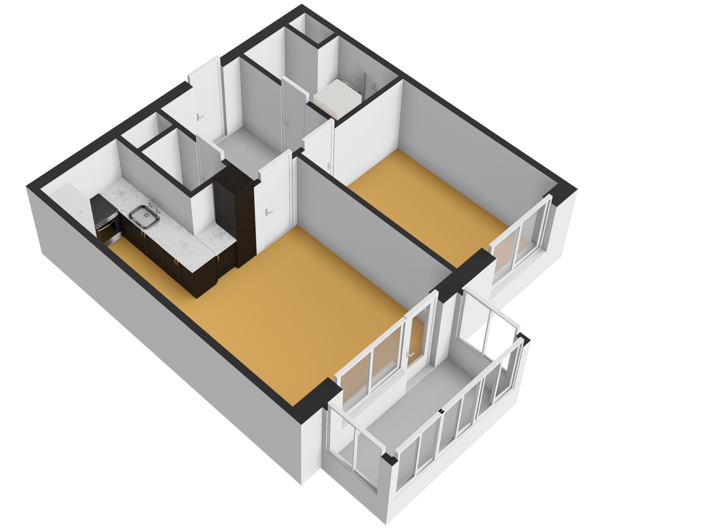 Pronájem rezidenčního bytu 2+kk s balkonem, ca 62 m2, v Liberci, Americká ul., za 14.900,- Kč + spotřeby.