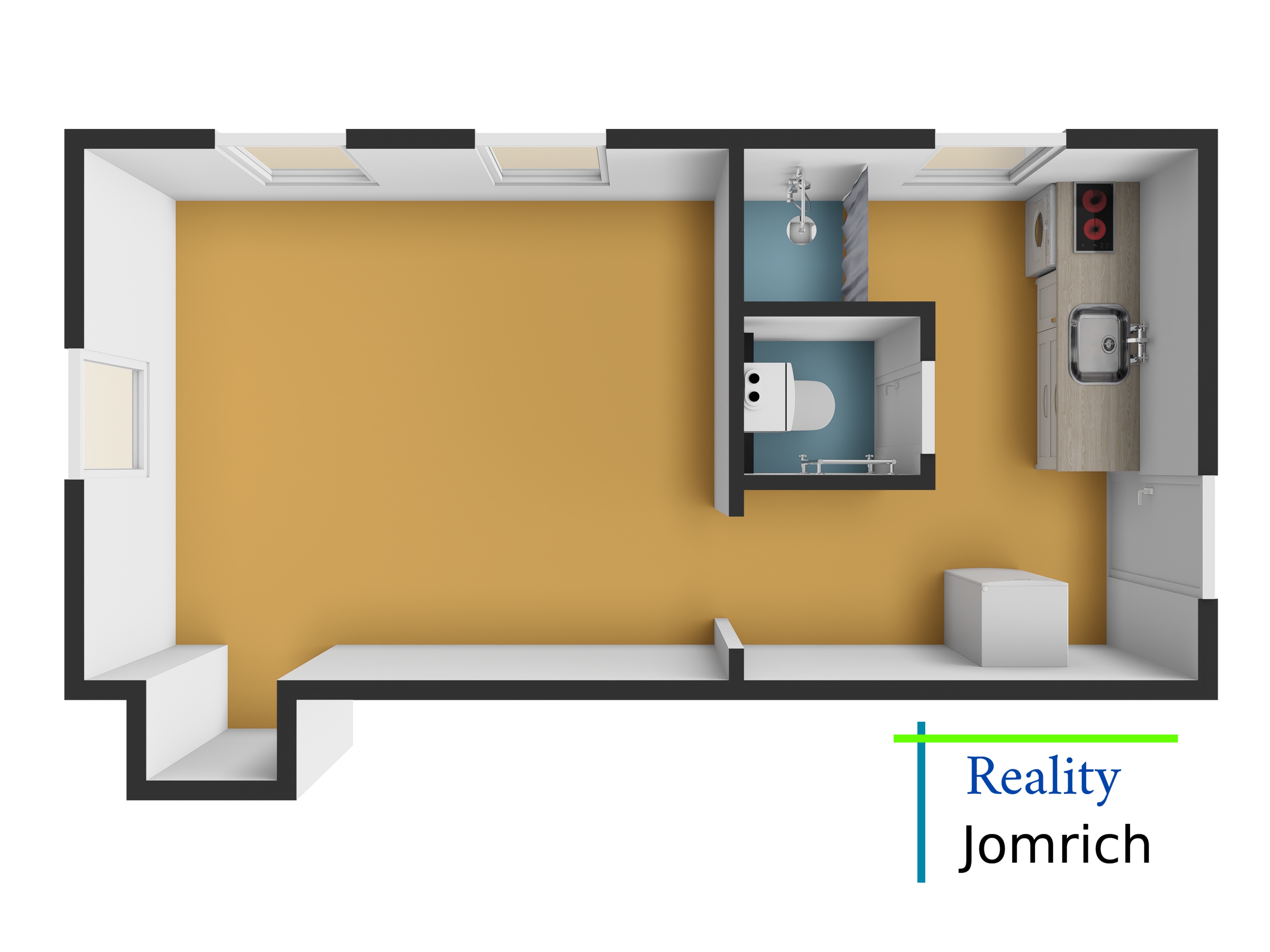 Pronájem  bytu 1+1, ca 30 m2, s vlastním vytápěním, v centru Liberce, nám. Sokolovské, za 9.000,- Kč + spotřeby.